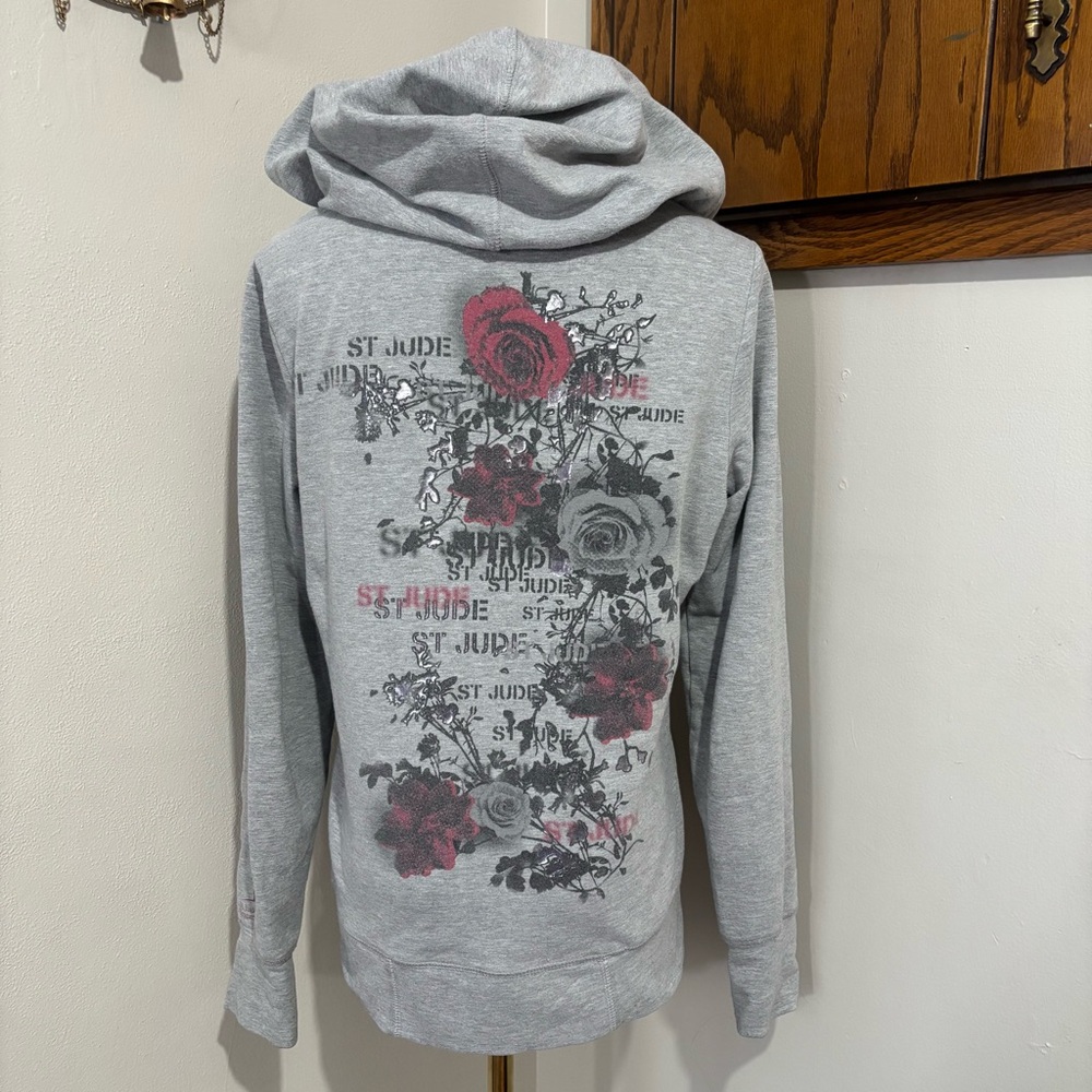 DKNY Zip Up Athletic Style Sporty Jacket Size Small Floral Roses Graphic Print - Picture 1 of 12